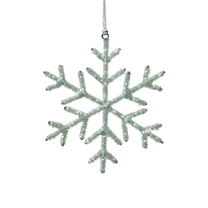 Beaded Snowflake Ornament - Green