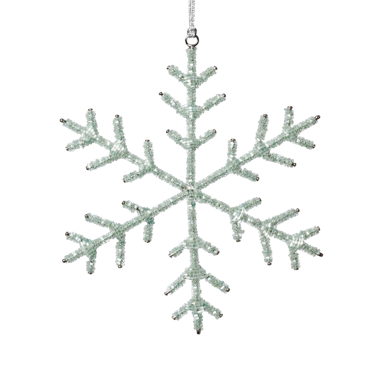 Beaded Snowflake Ornament - Green