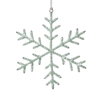 Beaded Snowflake Ornament - Green