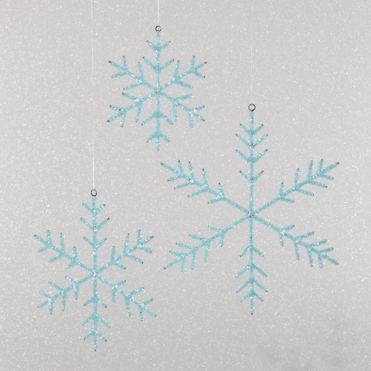 Beaded Snowflake Ornament - Blue