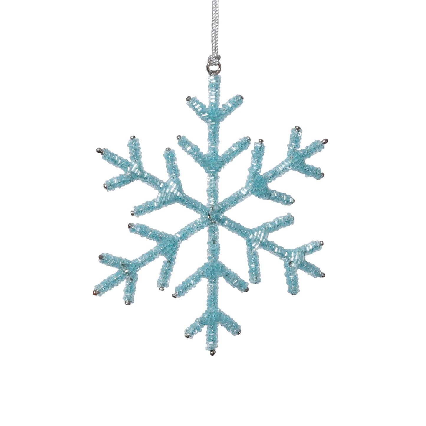 Beaded Snowflake Ornament - Blue