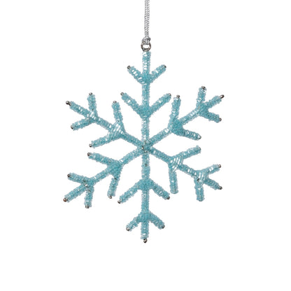 Beaded Snowflake Ornament - Blue