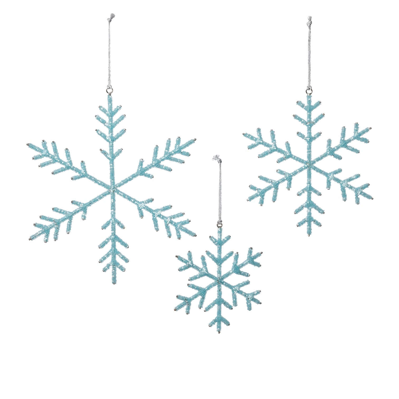 Blue Beaded Snowflake Ornament