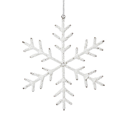 Beaded Snowflake Ornament-White, 8" - CARLYLE AVENUE