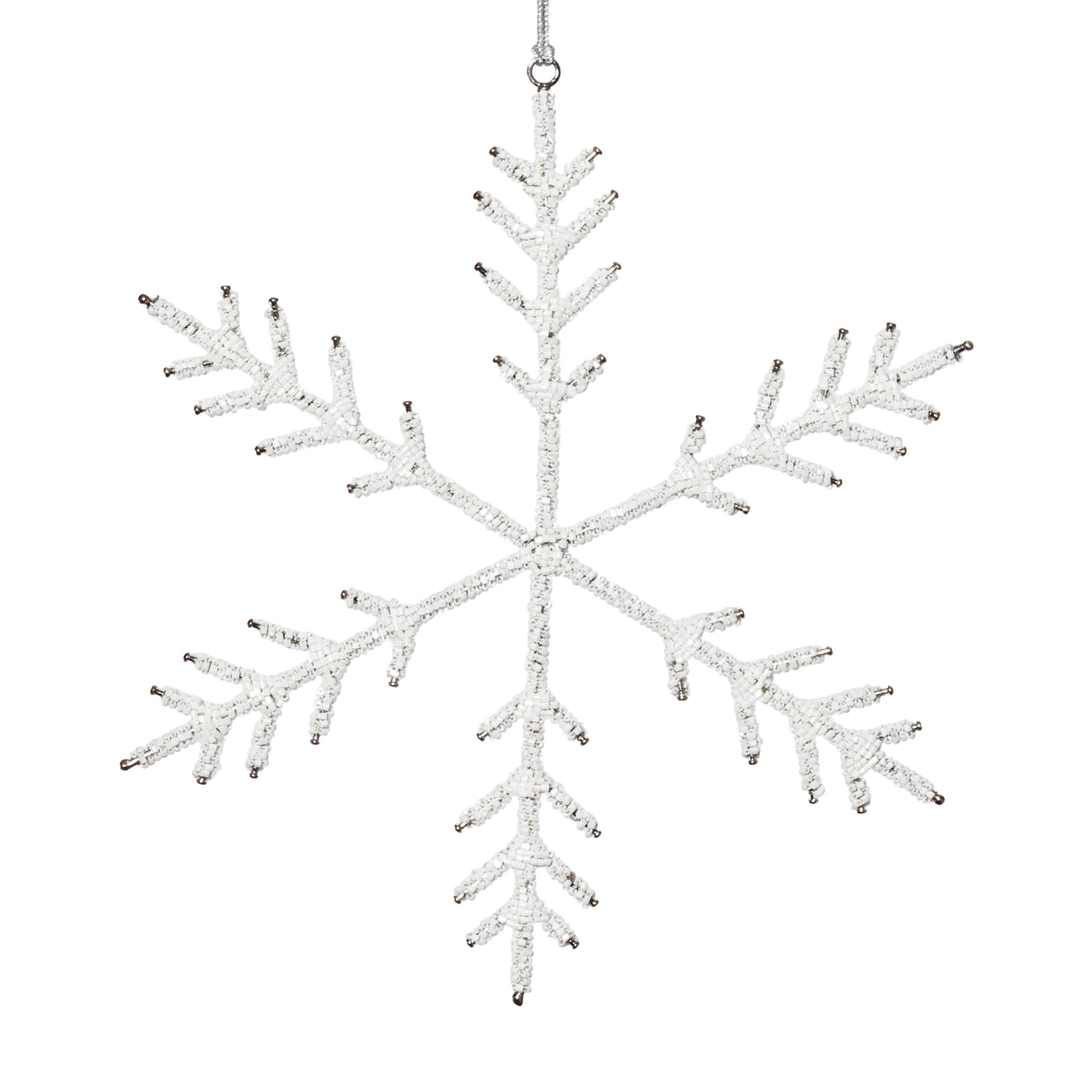 Beaded Snowflake Ornament - White