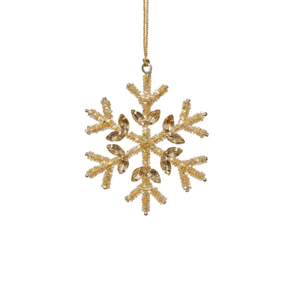 Golden Beaded Snowflake Ornament, 6" - CARLYLE AVENUE