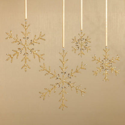 Golden Beaded Snowflake Ornament, 6" - CARLYLE AVENUE