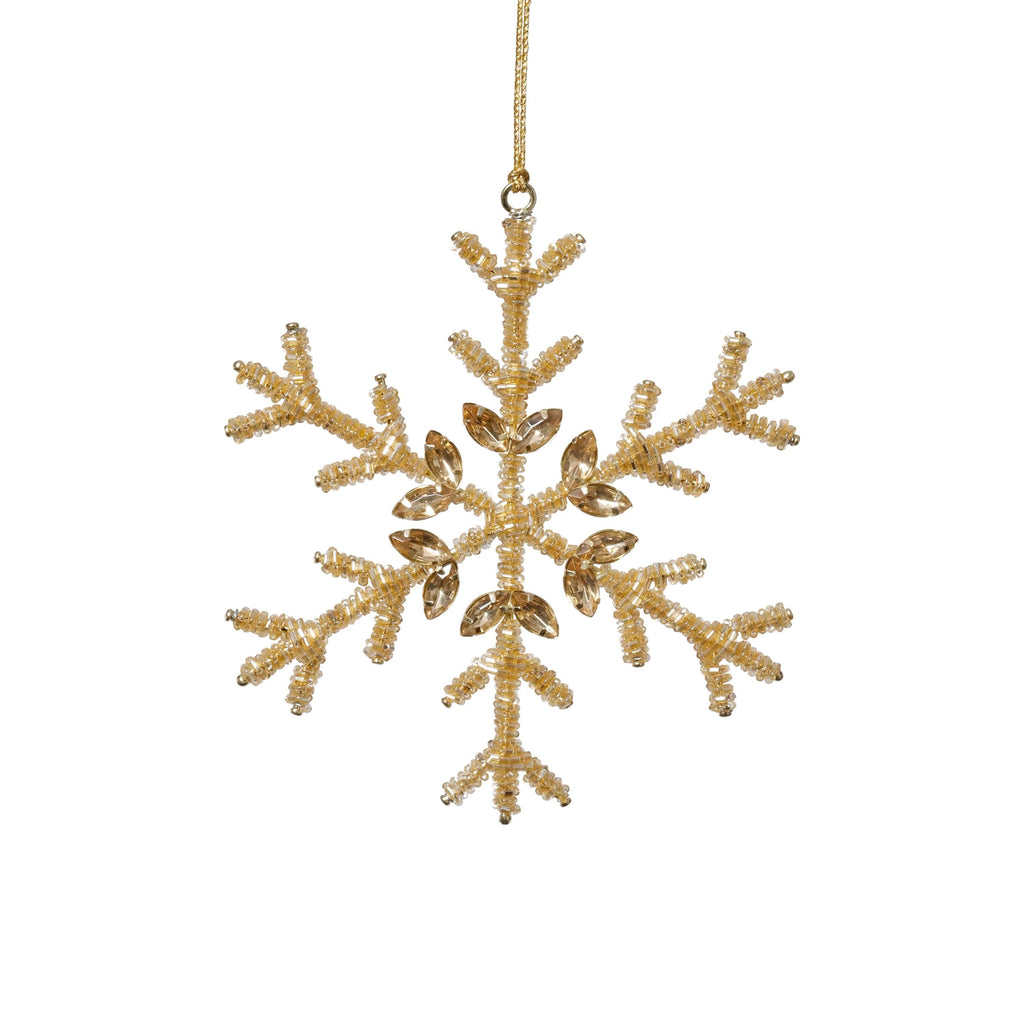 Golden Beaded Snowflake Ornament, 6" - CARLYLE AVENUE