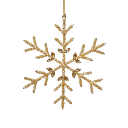 Golden Beaded Snowflake Ornament, 6" - CARLYLE AVENUE