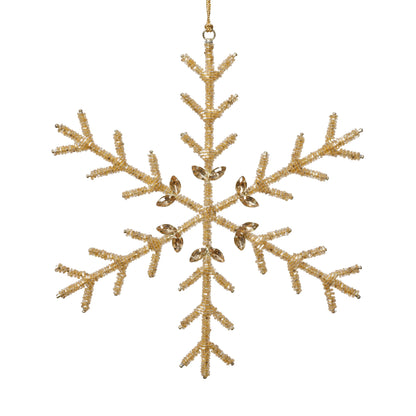 Golden Beaded Snowflake Ornament, 6" - CARLYLE AVENUE