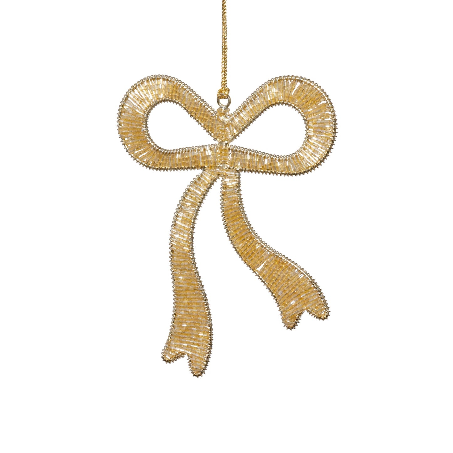 Gold Beaded Bow Ornament - Set of 6 Assorted