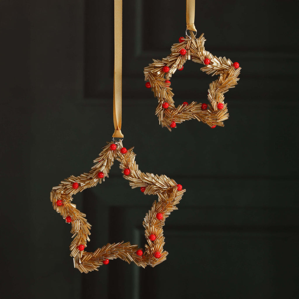 Beaded Star Ornament, Set of 12