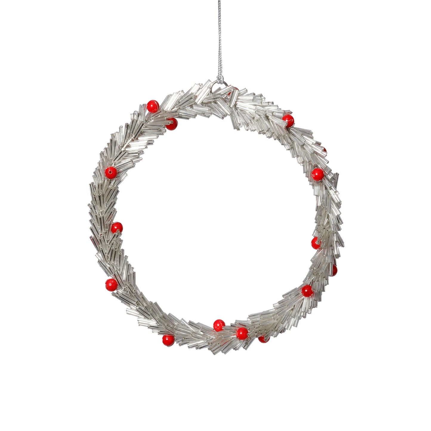 Beaded Wreath Ornament – Set of 6