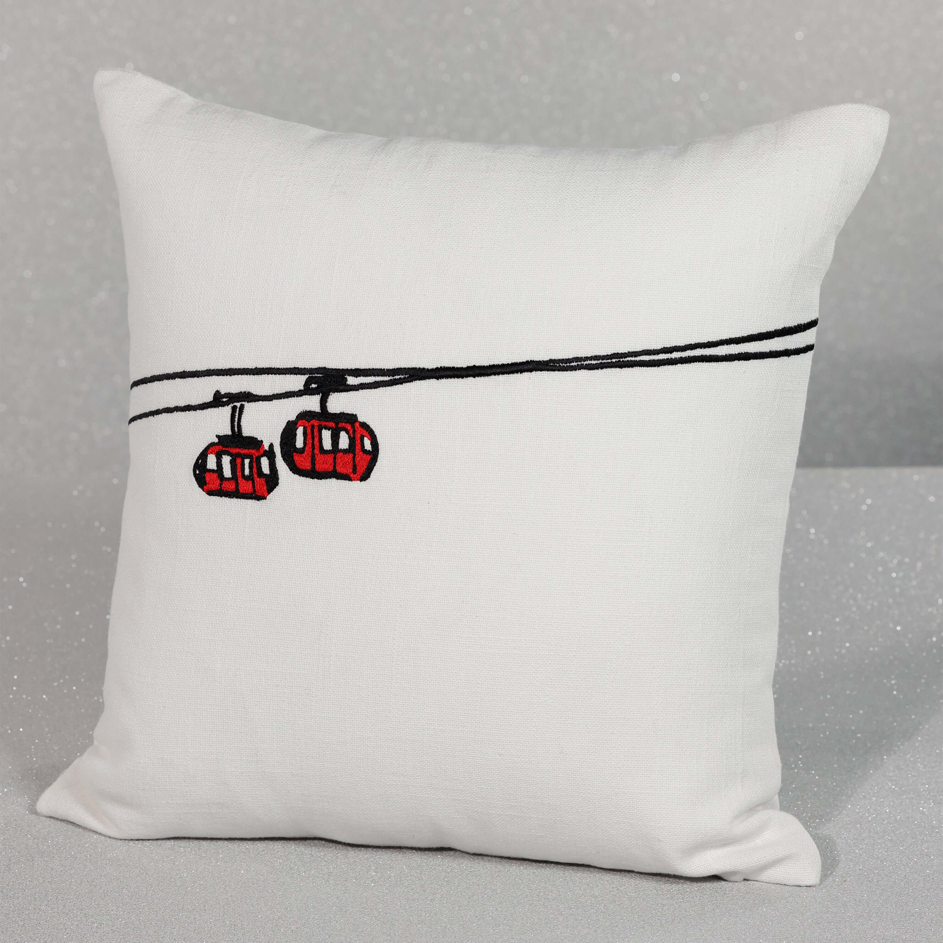 Ski Mountain Cotton Embroidered Throw Pillow - Gondola - Throw Pillow by Carlyle Avenue