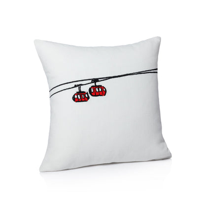 Ski Mountain Cotton Embroidered Throw Pillow - Gondola - Throw Pillow by Carlyle Avenue