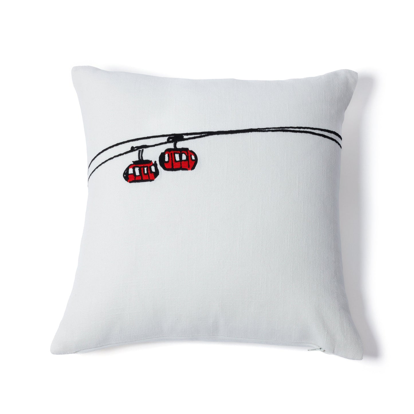 Ski Mountain Cotton Embroidered Throw Pillow - Gondola