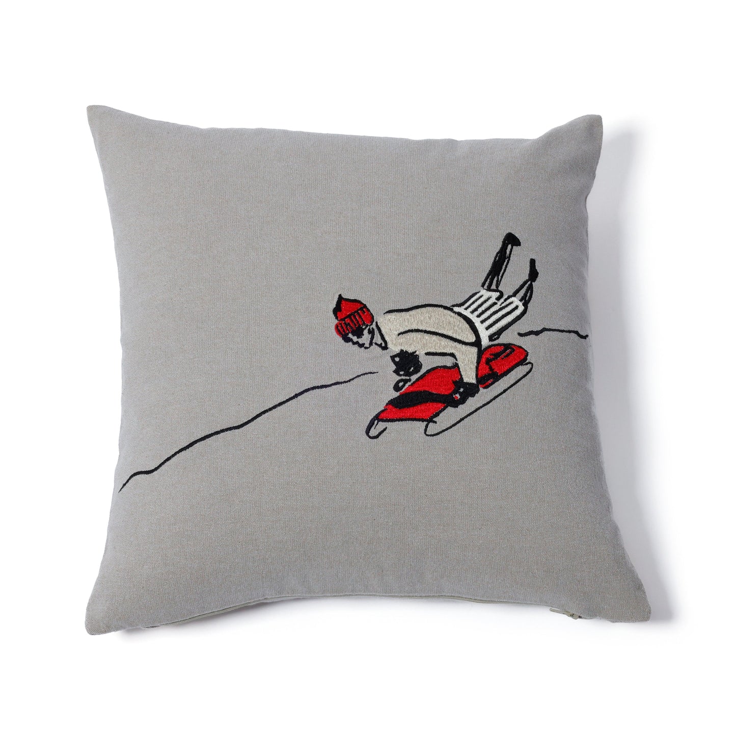 St. Mortiz Glam Cotton Chambray Throw Pillow - Sledding