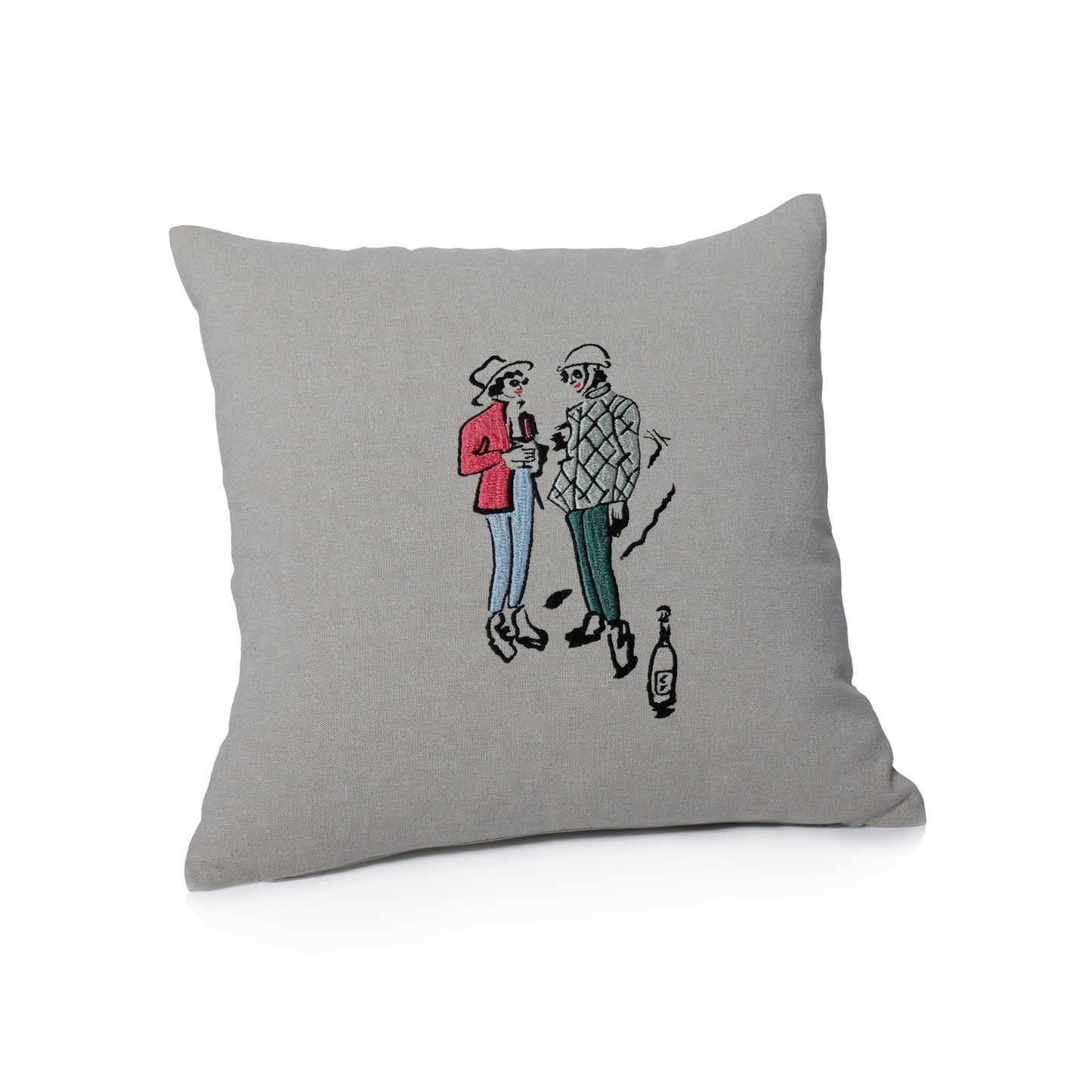 St. Mortiz Glam Cotton Chambray Throw Pillow - Après Ski - Sipping Champagne