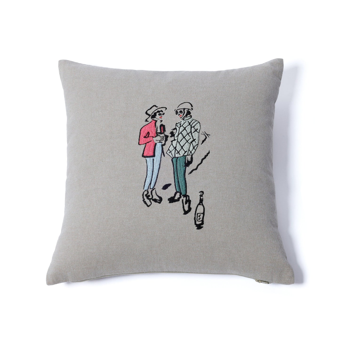 St. Mortiz Glam Cotton Chambray Throw Pillow - Après Ski - Sipping Champagne