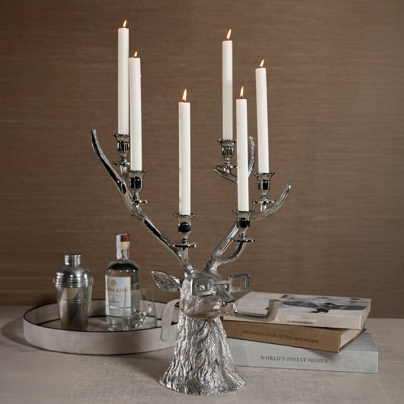 Pipe-Lit Stag 6-Tier Candle Holder