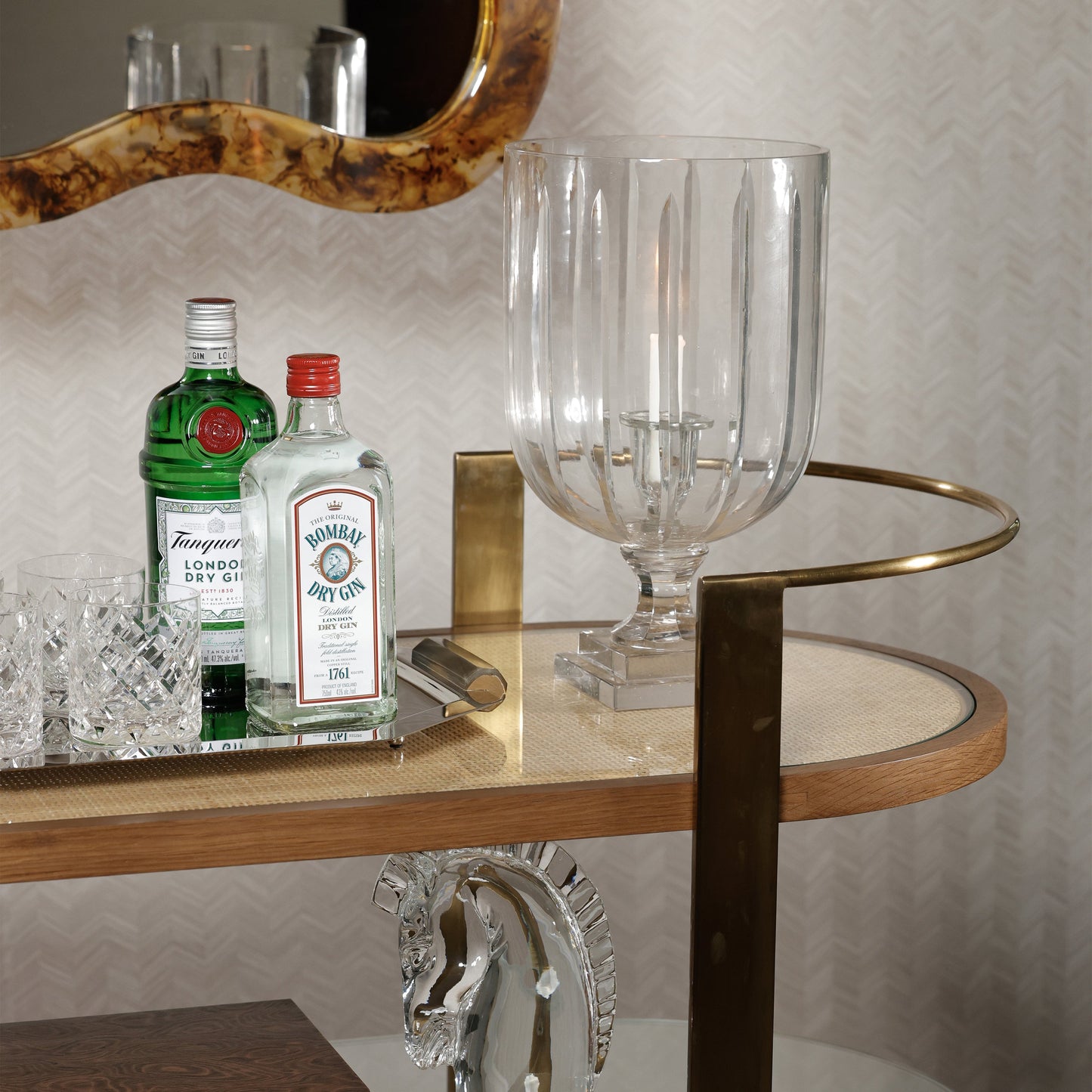 Sloane Oak Wood Oval Bar Cart