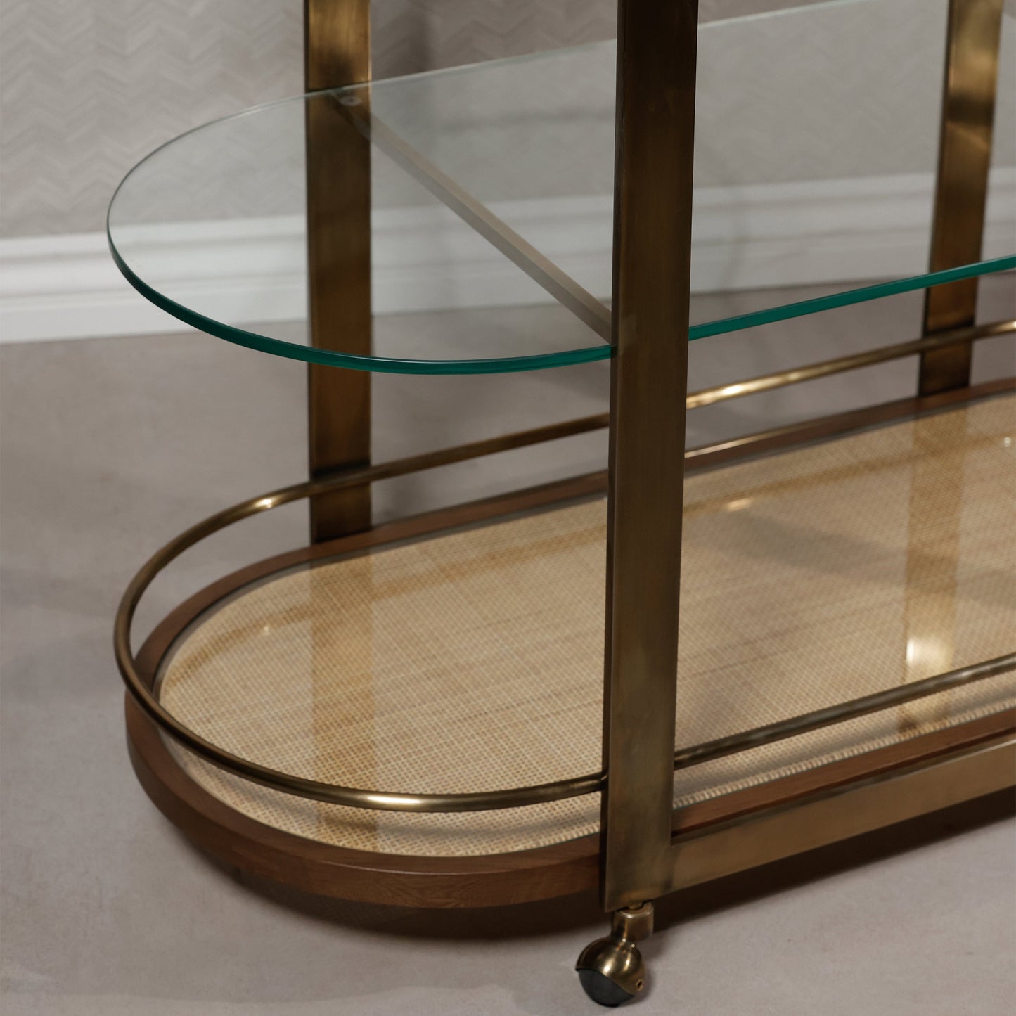 Sloane Oak Wood Oval Bar Cart