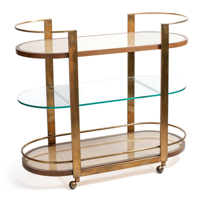 Sloane Oak Wood Oval Bar Cart