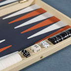 Monaco 19" Backgammon Set with dramatic gameplay features and stylish dice, showcasing vibrant colors on the board.
