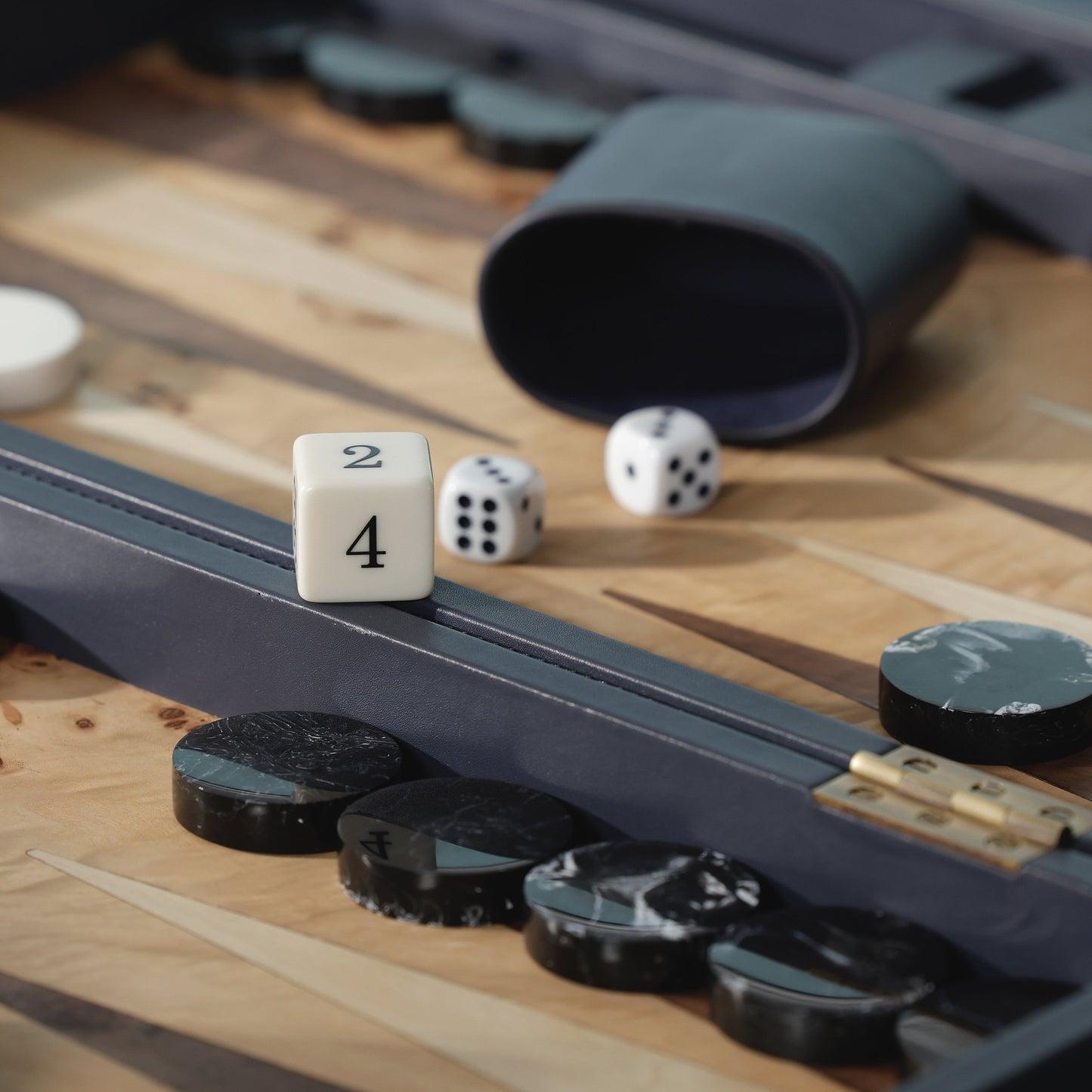 Geneva 19" Backgammon Set - Marine Blue Leather
