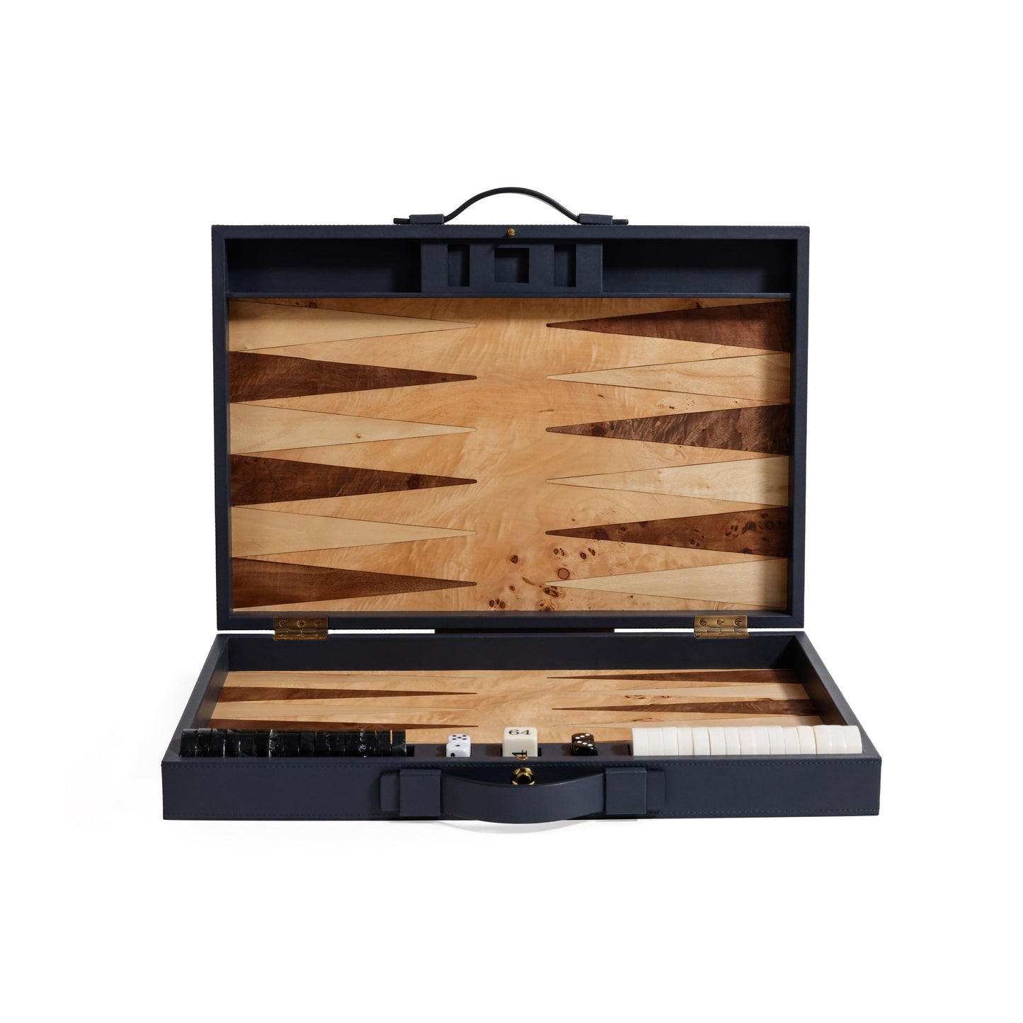 Geneva 19" Backgammon Set - Marine Blue Leather