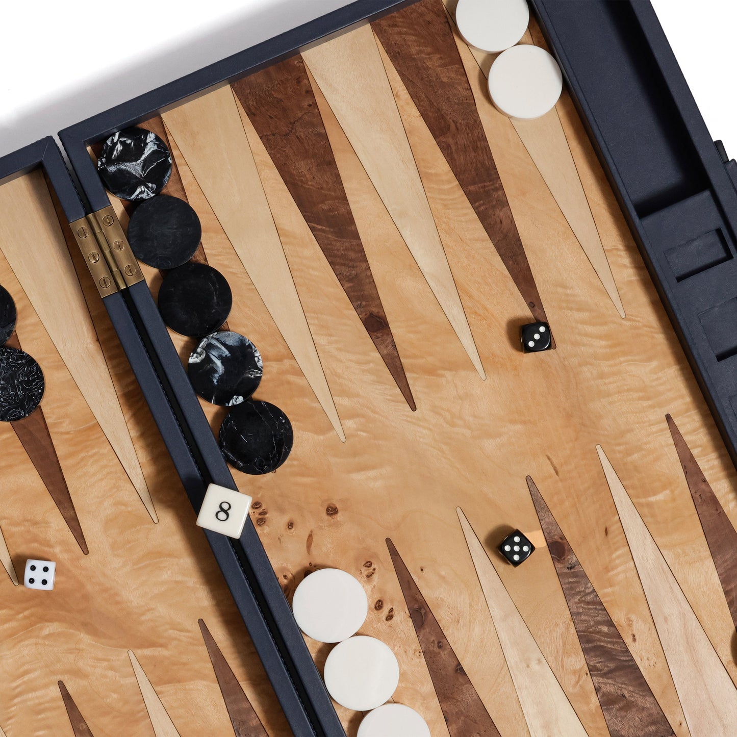 Geneva 19" Backgammon Set - Marine Blue Leather