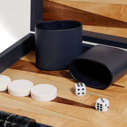 Geneva 19" Backgammon Set - Marine Blue Leather