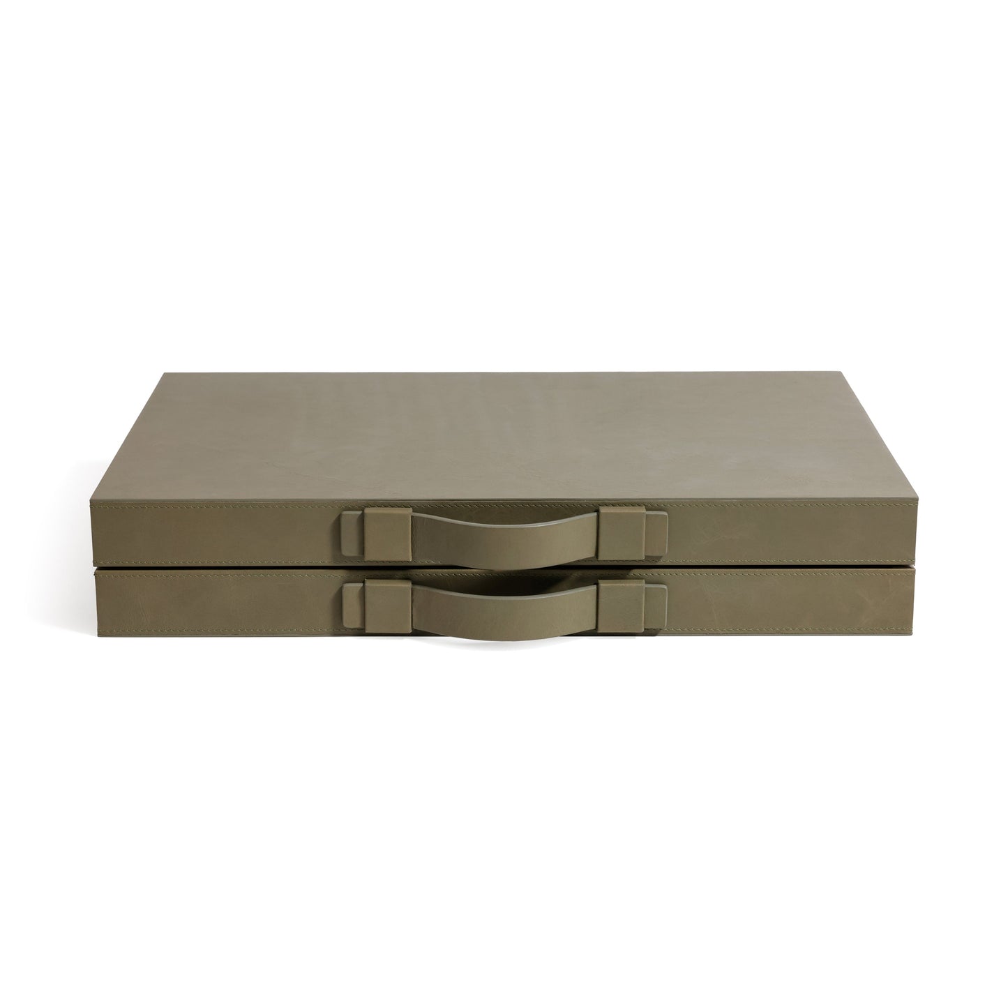 Geneva 19" Backgammon Set - Dusty Green Leather