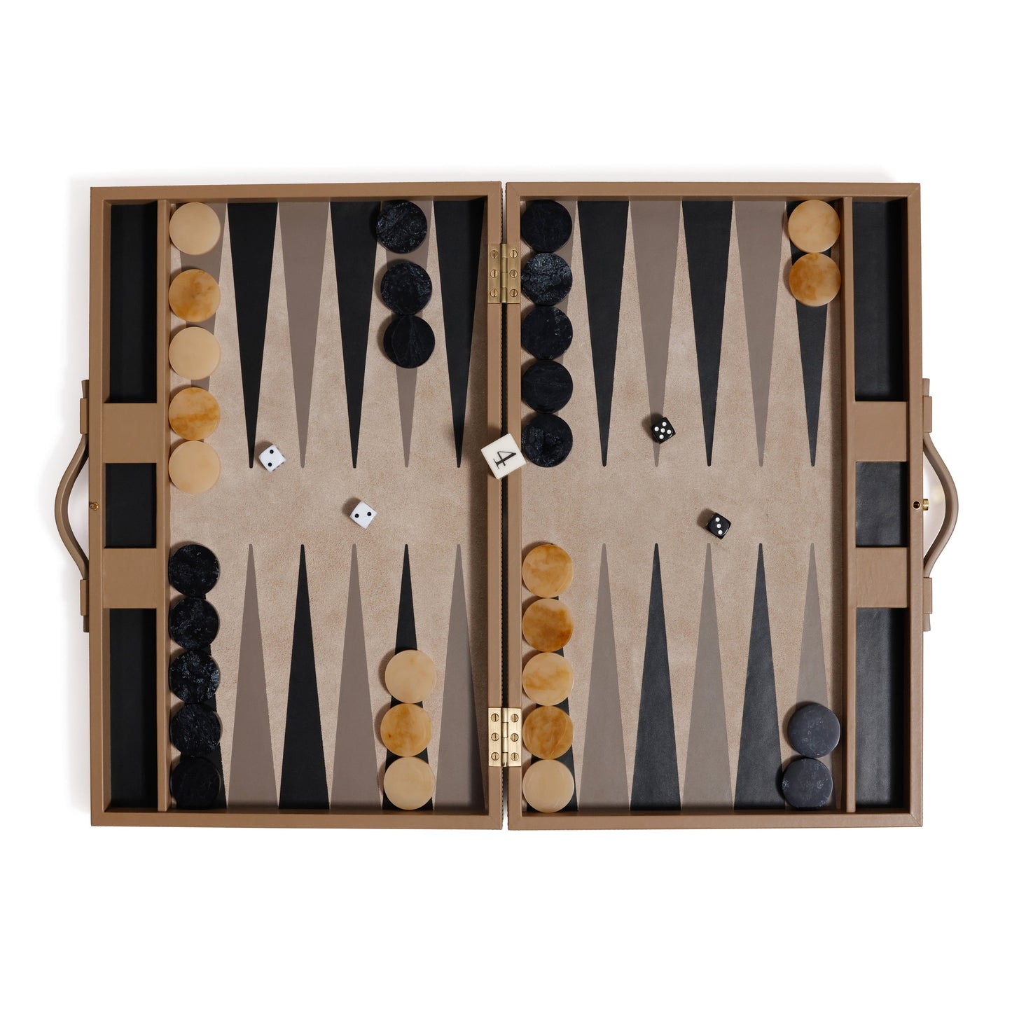 Geneva 19" Backgammon Set - Taupe Leather