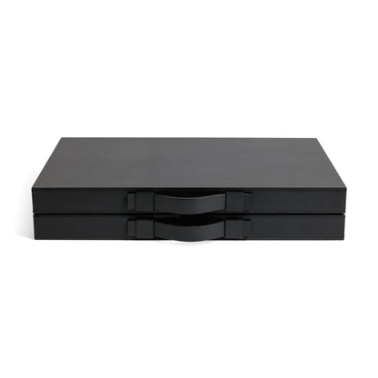 Geneva 19" Backgammon Set - Midnight Black Leather