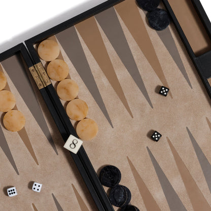 Geneva 19" Backgammon Set - Midnight Black Leather