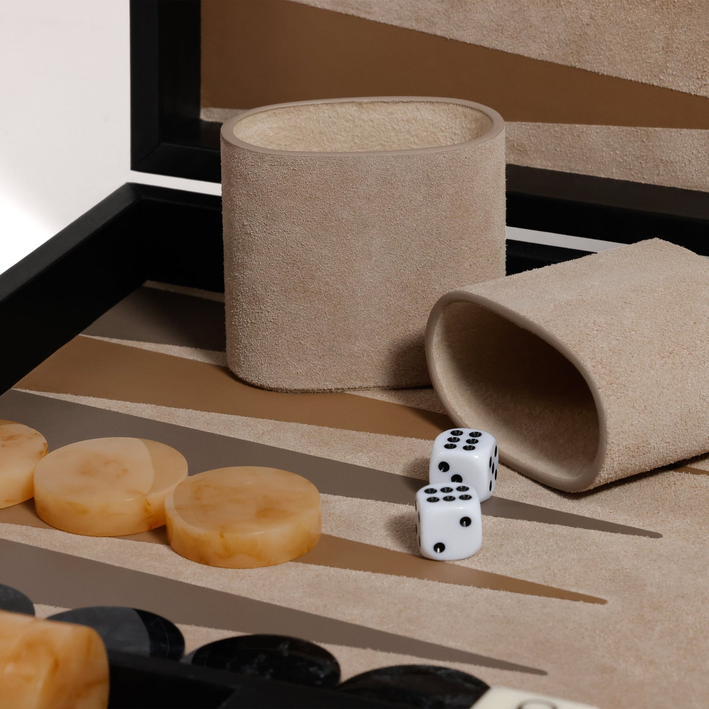Geneva 19" Backgammon Set - Midnight Black Leather