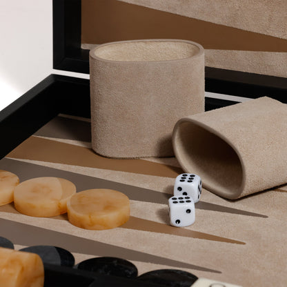 Geneva 19" Backgammon Set - Midnight Black Leather