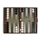 Palma de Mallorca 19" Backgammon Set featuring dark burl veneer and smooth surface from an aerial view.