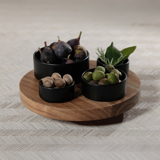 Lazy Susan with 4 Ceramic Bowls