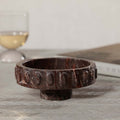 Marbella Bowl - Red Levanto featuring bold white veining and terracotta accents on a stylish table setting.