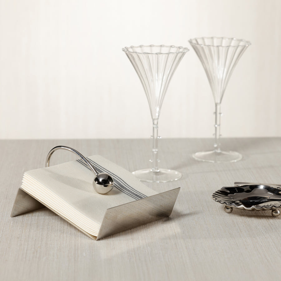 Sleek Cocktail Napkin Holder - Polished Nickel - CARLYLE AVENUE
