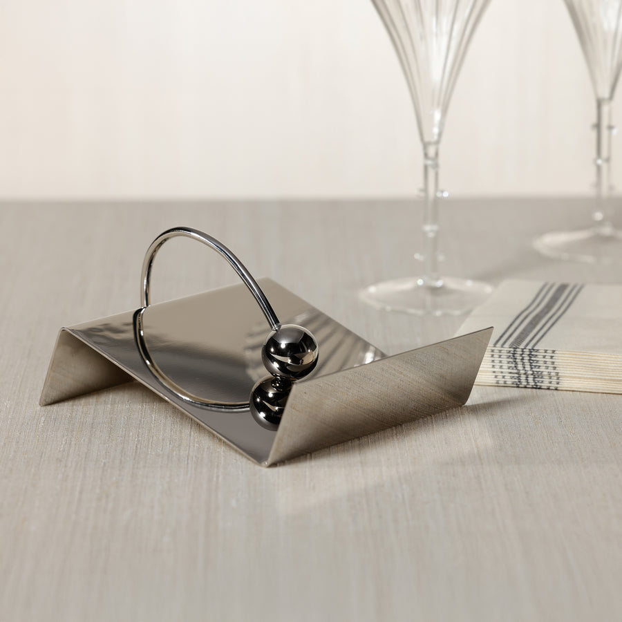 Sleek Cocktail Napkin Holder - Polished Nickel - CARLYLE AVENUE