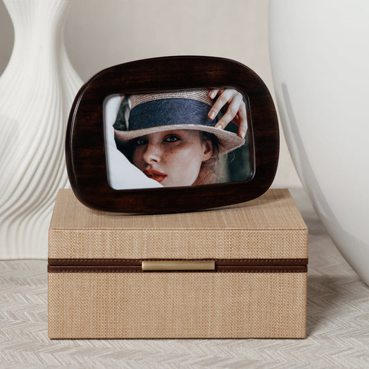 Linea Raffia with Leather Trim Jewelry Box
