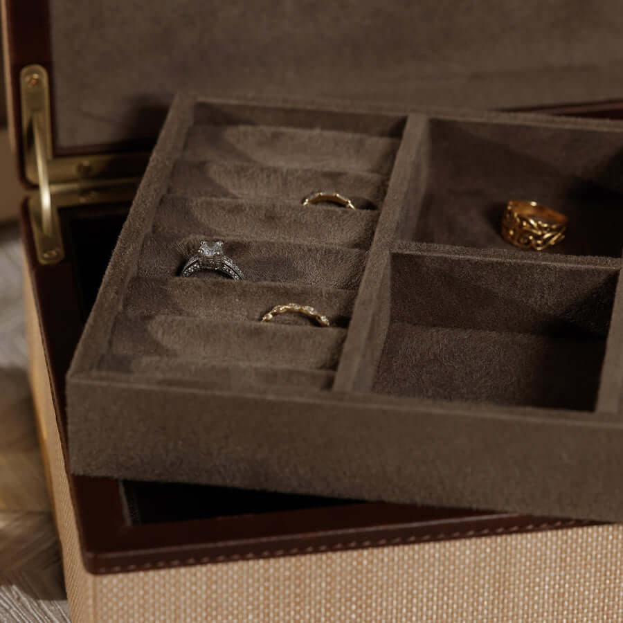 Linea Raffia with Leather Trim Jewelry Box - Jewelry Boxes by Carlyle Avenue