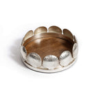 Sur Mer Shell Design Bottle Coaster featuring a decorative shell motif and polished metal finish for coastal elegance.