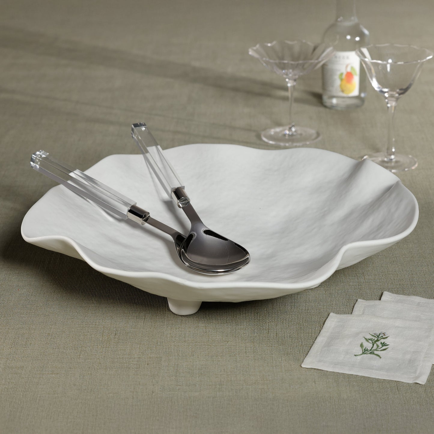 Mougins Salad Server Set with Acrylic Handle