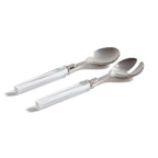 Mougins Salad Server Set with Acrylic Handle featuring crystal-clear handles and polished stainless serving heads.