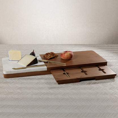 Marble and Mango Wood Charcuterie Board with Serving Tool Set