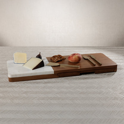 Marble and Mango Wood Charcuterie Board with Serving Tool Set